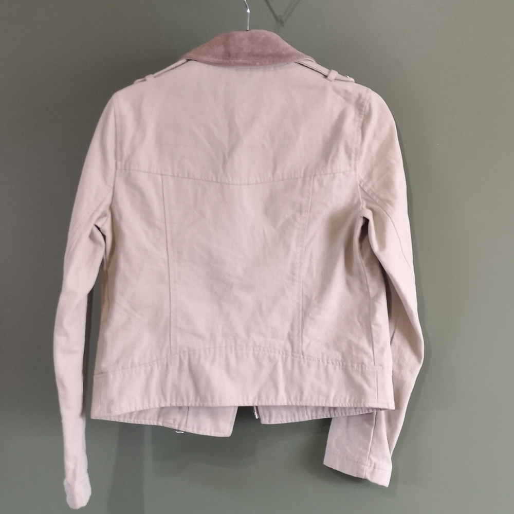 SOIA & KYO Kiera Moto Leather & Cotton Zip Up Jacket Sz Small - Picture 4 of 14